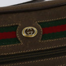 GUCCI GG Supreme Web Sherry Line Bag PVC Brown Gold 98 02 087 Auth 126023-14