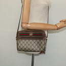 GUCCI GG Supreme Web Sherry Line Bag PVC Brown Gold 98 02 087 Auth 126023-21