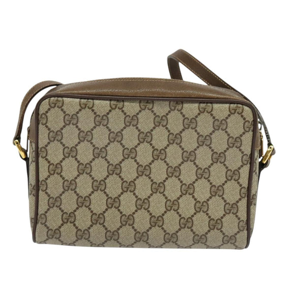 GUCCI GG Supreme Web Sherry Line Bag PVC Brown Gold 98 02 087 Auth 126023