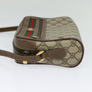 GUCCI GG Supreme Web Sherry Line Bag PVC Brown Gold 98 02 087 Auth 126023-4