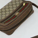 GUCCI GG Supreme Web Sherry Line Bag PVC Brown Gold 98 02 087 Auth 126023-6
