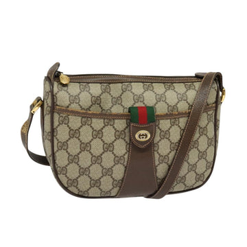 GUCCI GG Supreme Web Sherry Line Bag PVC Brown Gold 89 02 032 Auth 126024