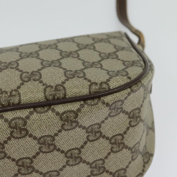 GUCCI GG Supreme Web Sherry Line Bag PVC Brown Gold 89 02 032 Auth 126024