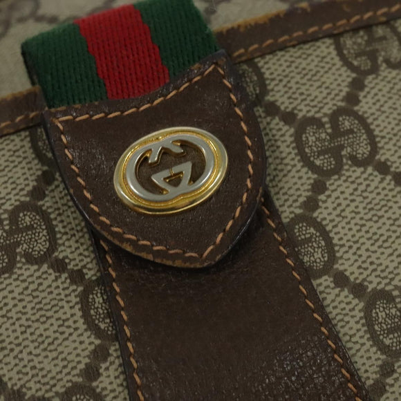 GUCCI GG Supreme Web Sherry Line Bag PVC Brown Gold 89 02 032 Auth 126024