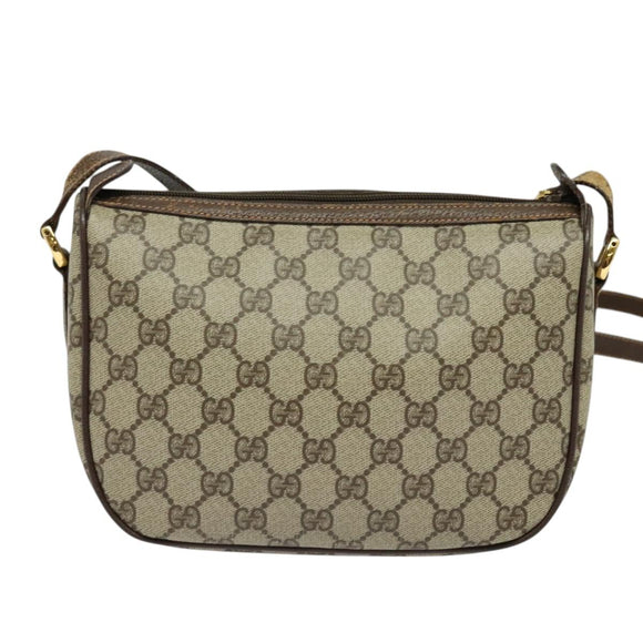 GUCCI GG Supreme Web Sherry Line Bag PVC Brown Gold 89 02 032 Auth 126024