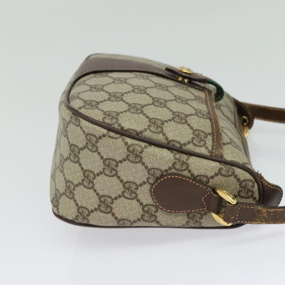 GUCCI GG Supreme Web Sherry Line Bag PVC Brown Gold 89 02 032 Auth 126024