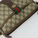 GUCCI GG Supreme Web Sherry Line Bag PVC Brown Gold 89 02 032 Auth 126024-6