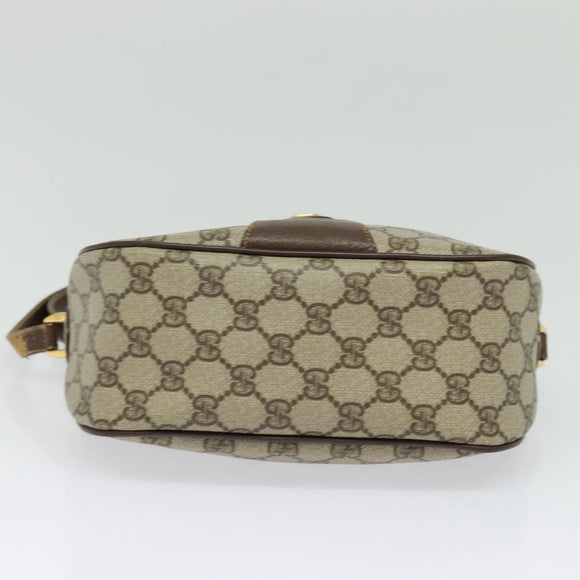 GUCCI GG Supreme Web Sherry Line Bag PVC Brown Gold 89 02 032 Auth 126024