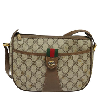 GUCCI GG Supreme Web Sherry Line Bag PVC Brown Gold 89 02 032 Auth 126025 - 0
