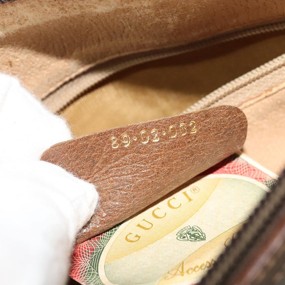 GUCCI GG Supreme Web Sherry Line Bag PVC Brown Gold 89 02 032 Auth 126025