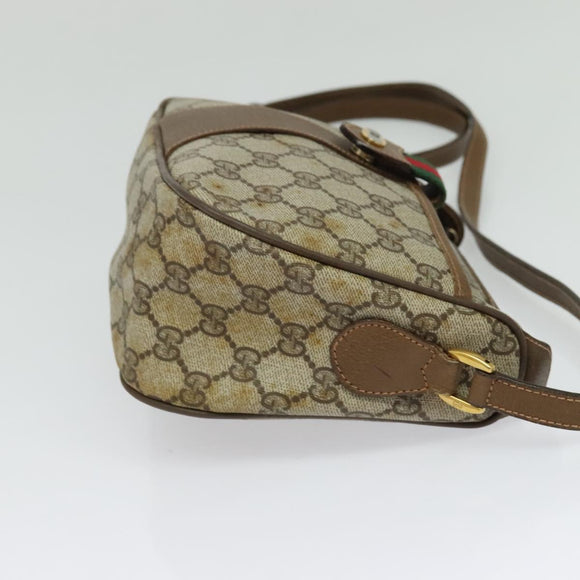 GUCCI GG Supreme Web Sherry Line Bag PVC Brown Gold 89 02 032 Auth 126025