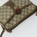 GUCCI GG Supreme Web Sherry Line Bag PVC Brown Gold 89 02 032 Auth 126025-6