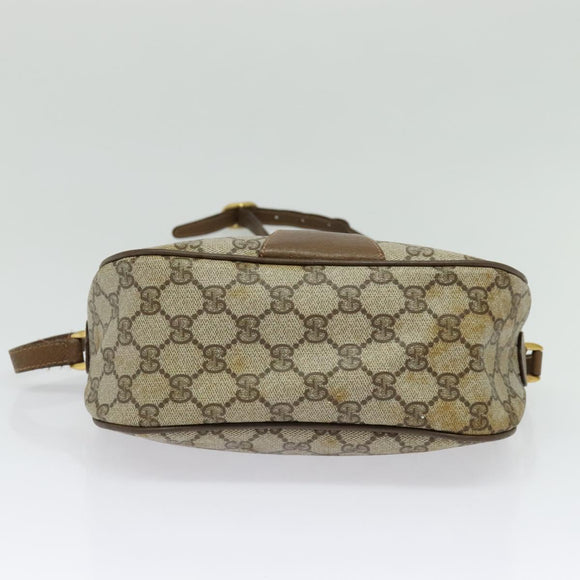 GUCCI GG Supreme Web Sherry Line Bag PVC Brown Gold 89 02 032 Auth 126025