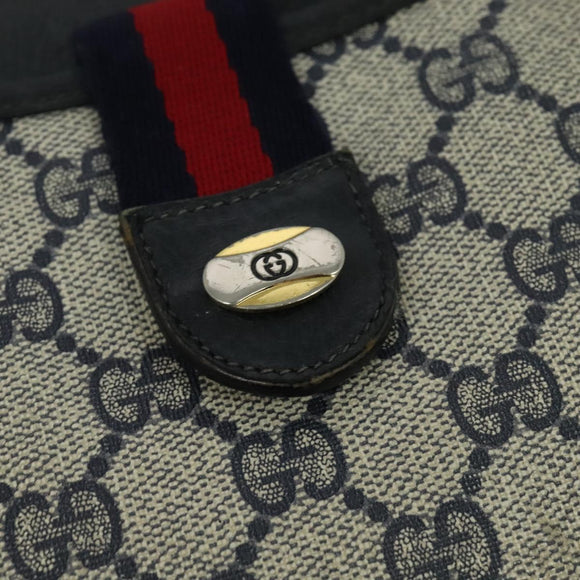 GUCCI GG Supreme Sherry Line Shoulder Bag PVC Navy Gold 904 02 026 Auth 126026