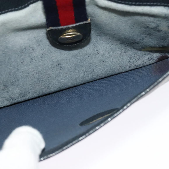 GUCCI GG Supreme Sherry Line Shoulder Bag PVC Navy Gold 904 02 026 Auth 126026