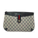 GUCCI GG Supreme Sherry Line Shoulder Bag PVC Navy Gold 904 02 026 Auth 126026-13