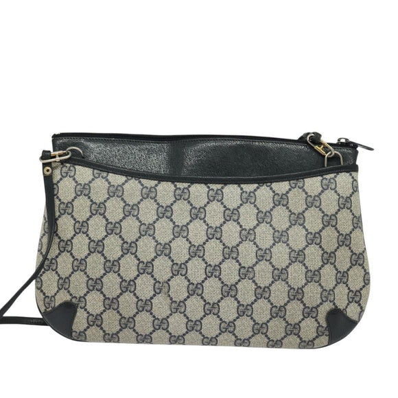 GUCCI GG Supreme Sherry Line Shoulder Bag PVC Navy Gold 904 02 026 Auth 126026