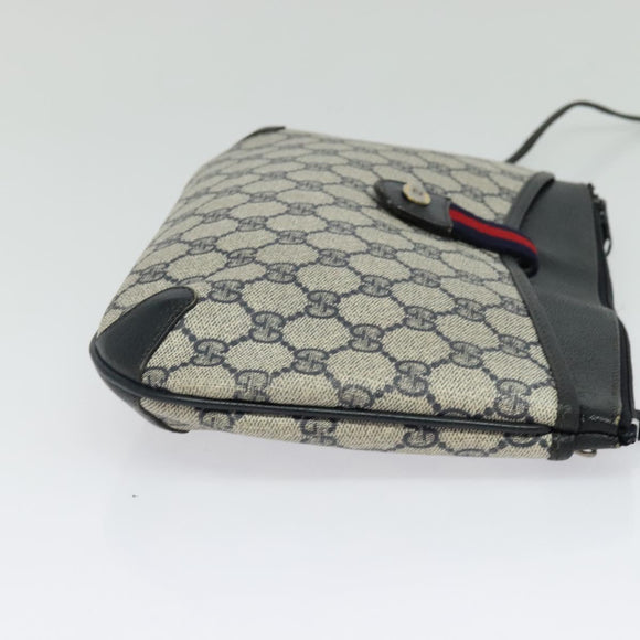 GUCCI GG Supreme Sherry Line Shoulder Bag PVC Navy Gold 904 02 026 Auth 126026