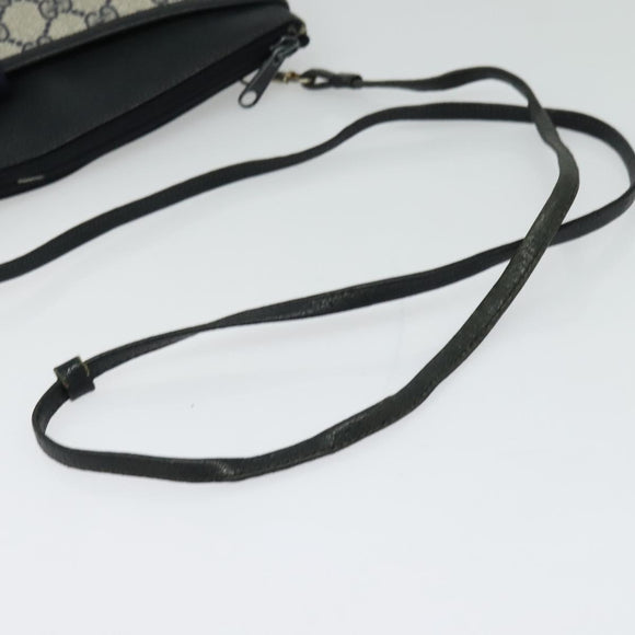 GUCCI GG Supreme Sherry Line Shoulder Bag PVC Navy Gold 904 02 026 Auth 126026