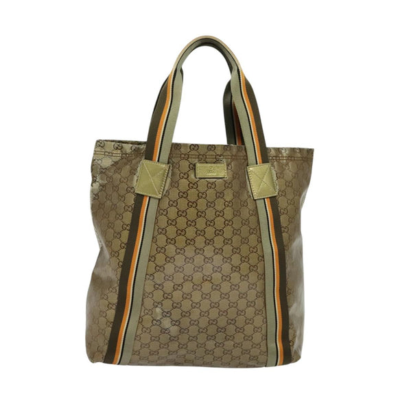 GUCCI GG crystal Tote Bag Coated Canvas Beige Brown 189669 Auth 126027