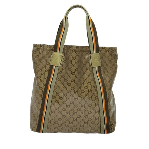 GUCCI GG crystal Tote Bag Coated Canvas Beige Brown 189669 Auth 126027