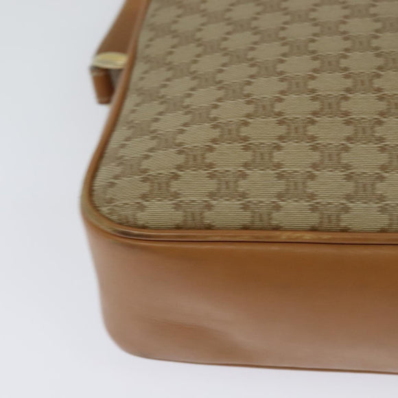 CELINE Macadam Canvas Shoulder Bag PVC Beige Gold Auth 126031