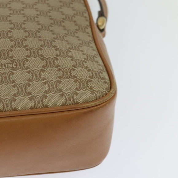 CELINE Macadam Canvas Shoulder Bag PVC Beige Gold Auth 126031