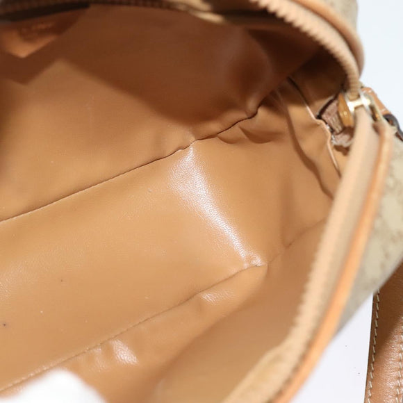 CELINE Macadam Canvas Shoulder Bag PVC Beige Gold Auth 126031