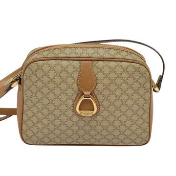 CELINE Macadam Canvas Shoulder Bag PVC Beige Gold Auth 126031 - 0