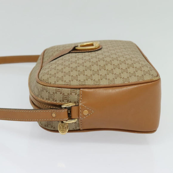 CELINE Macadam Canvas Shoulder Bag PVC Beige Gold Auth 126031