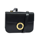 CELINE Circle Shoulder Bag Leather Navy Gold Auth 126033-1
