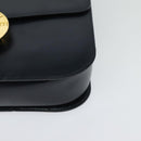 CELINE Circle Shoulder Bag Leather Navy Gold Auth 126033-14