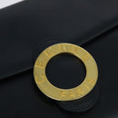 CELINE Circle Shoulder Bag Leather Navy Gold Auth 126033-14