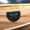 CELINE Circle Shoulder Bag Leather Navy Gold Auth 126033-16