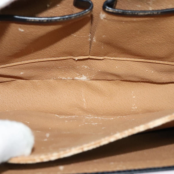 CELINE Circle Shoulder Bag Leather Navy Gold Auth 126033