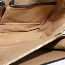 CELINE Circle Shoulder Bag Leather Navy Gold Auth 126033-18