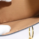 CELINE Circle Shoulder Bag Leather Navy Gold Auth 126033-20