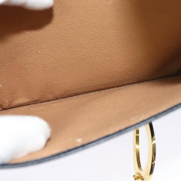 CELINE Circle Shoulder Bag Leather Navy Gold Auth 126033