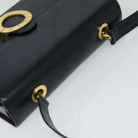 CELINE Circle Shoulder Bag Leather Navy Gold Auth 126033