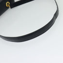 CELINE Circle Shoulder Bag Leather Navy Gold Auth 126033-7