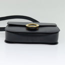 CELINE Circle Shoulder Bag Leather Navy Gold Auth 126033-9