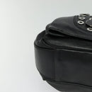 CELINE Chain Hand Bag Leather 2way Black Silver Auth 126034-8