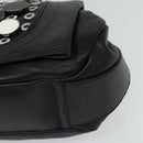 CELINE Chain Hand Bag Leather 2way Black Silver Auth 126034-15