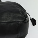 CELINE Chain Hand Bag Leather 2way Black Silver Auth 126034-17