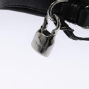 CELINE Chain Hand Bag Leather 2way Black Silver Auth 126034-18