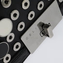 CELINE Chain Hand Bag Leather 2way Black Silver Auth 126034-19