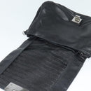 CELINE Chain Hand Bag Leather 2way Black Silver Auth 126034-20