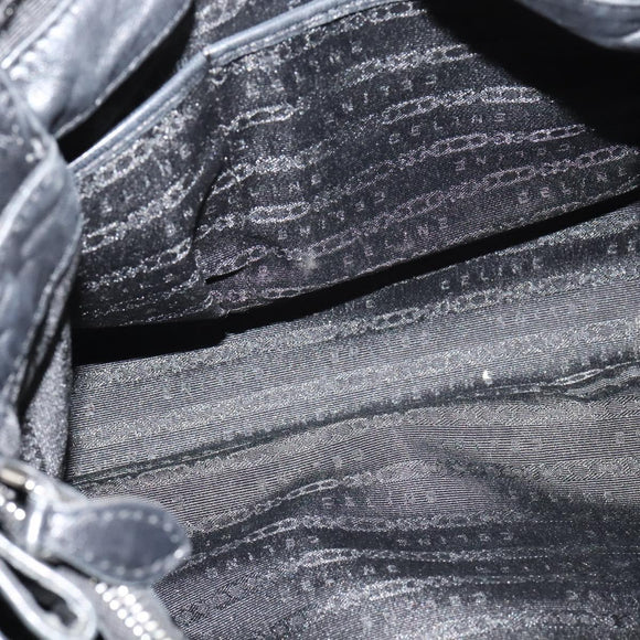 CELINE Chain Hand Bag Leather 2way Black Silver Auth 126034