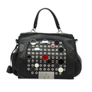 CELINE Chain Hand Bag Leather 2way Black Silver Auth 126034-13