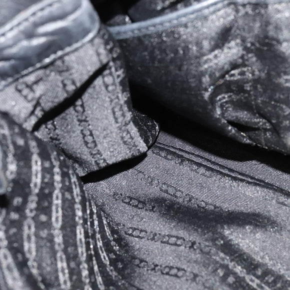 CELINE Chain Hand Bag Leather 2way Black Silver Auth 126034